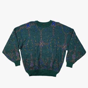 Vintage Bachrach Sweater Mens Large Acrylic Wool Blend Coogi Style Knit Pullover